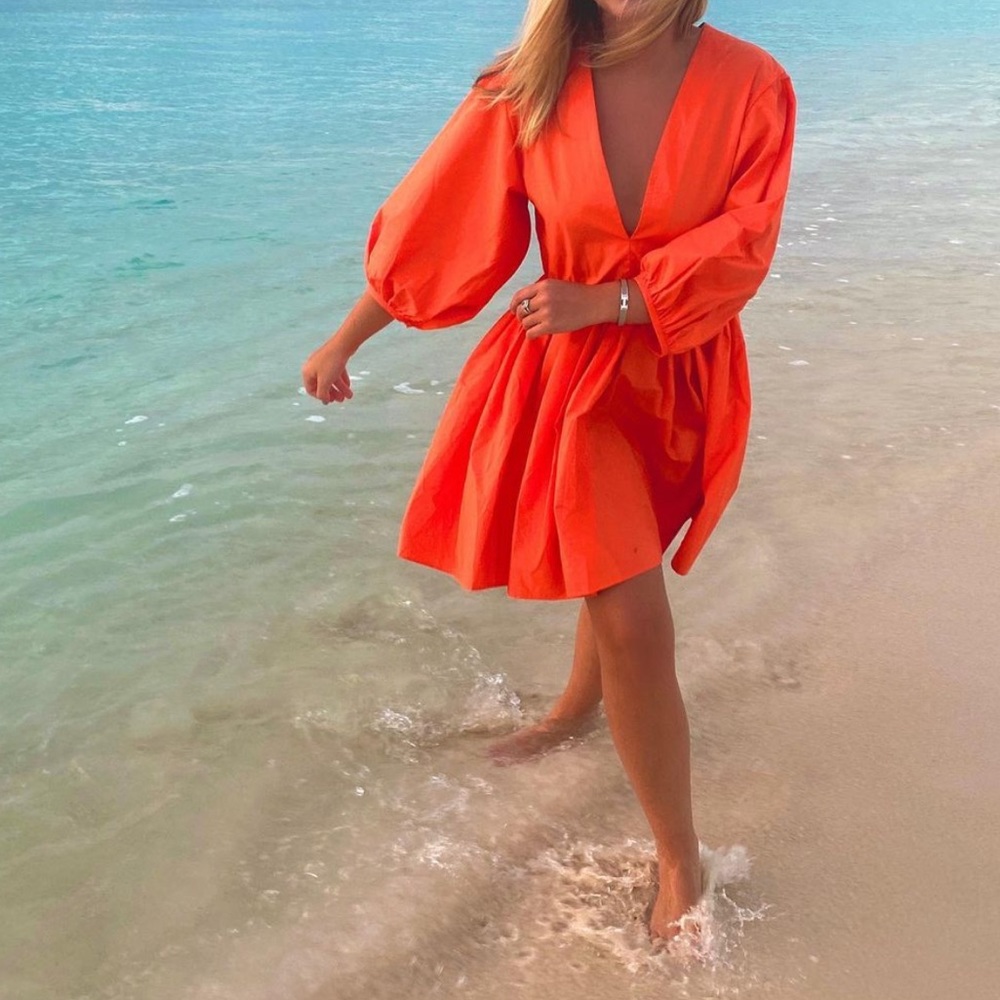 H&M V-Neck Puff Sleeve Mini Dress